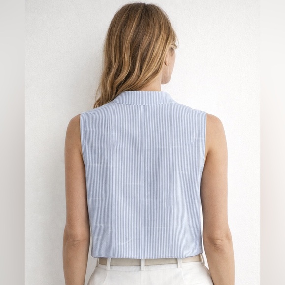 🤍 Rafferiza Sleeveless Striped Linen Top | Women’s L (8/10) | NWOT - Picture 2 of 4